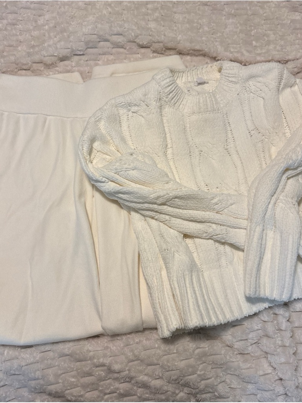 Garage Cream Cable Knit Sweater and Pants Set
